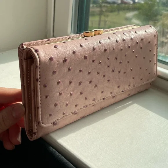 Pink Ostrich-Embossed Wallet - Picture 9 of 9